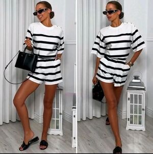 Zara Pleated Stripe Short